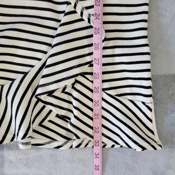 NWT English Factory Black White Striped Long Sleeve Knit Mini Dress Ruffle Small - Picture 10 of 10